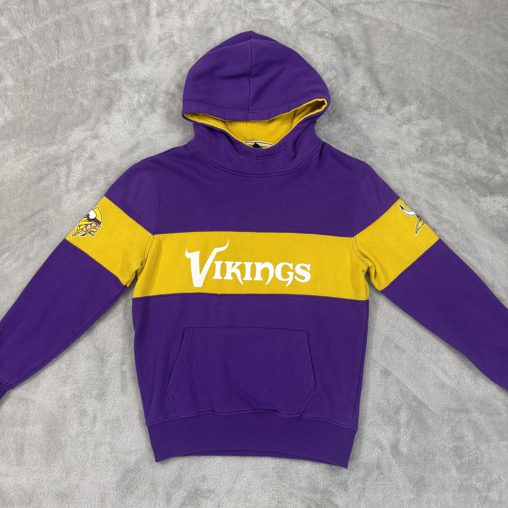 Minnesota Vikings Hoodie Mens S NFL Team Apparel Purple Yellow Hooded Football